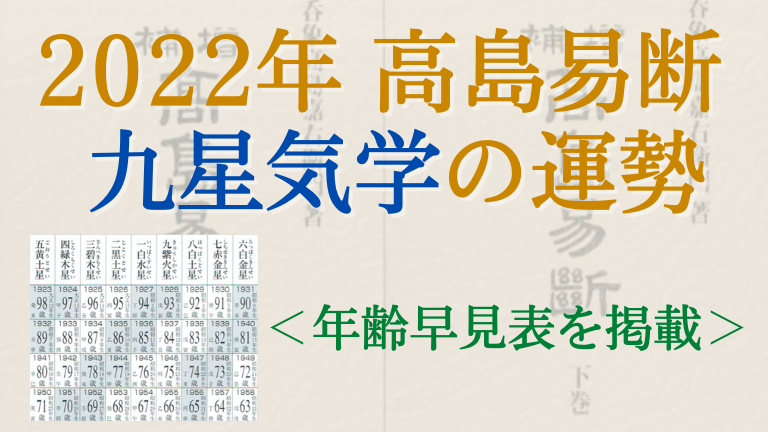 高島易断22年の九星気学による運勢 年齢早見表をチェック 高島易断 22年の運勢